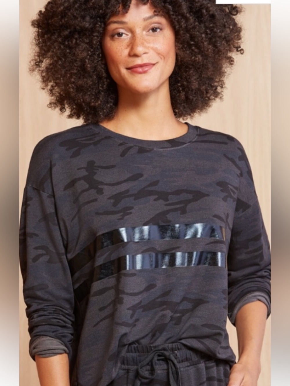 Sundry for Evereve Blk Camo Trapeze Sweatshirt & Jogger Pants set Sz 2 (med).